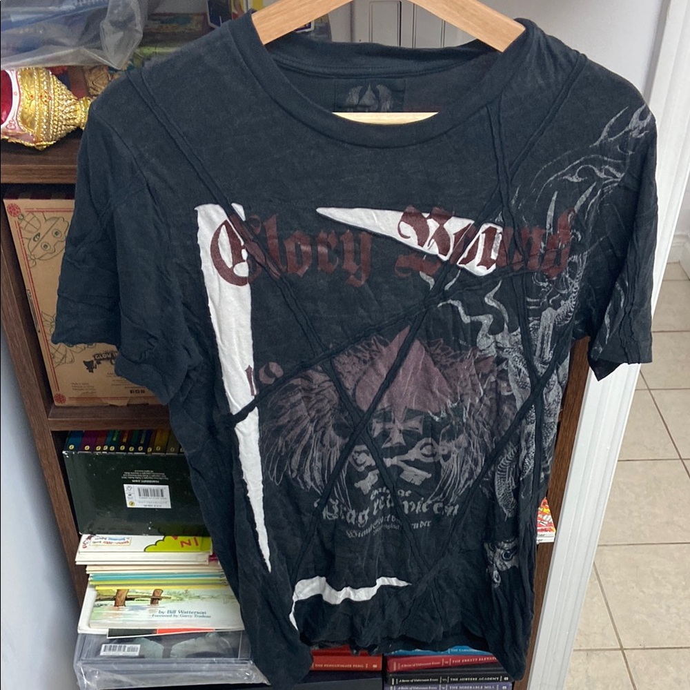 Y2K Salvage Distressed Black and Red Graphic Tee